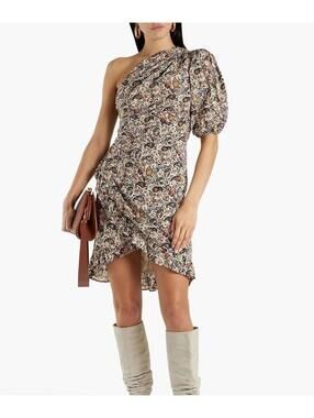 Isabel Marant Etoile Esthera Dress FR 44 US 12 Paisley One Shoulder Ruffle